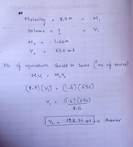 yolume 2. Nooheuivalents sho ald be Some no moles) 1.5) (v) 1.6)(650) 9.5 22.35 mAngwey