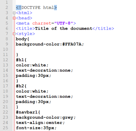 <!DOCTYPE html> <html> <head> <meta charset=UTF-8> <title>Title of the document</title> <style> body { background-color: #F
