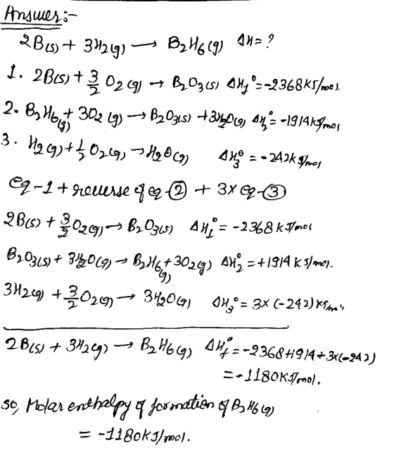 Answer: 2B13 + 3H29) - By Hocg) 14=? 1. 2015) + 302c9+ BO3(s. Oug =-2368K5/mo). 2. By M647 302 9) --B2@gus) +385019, 44 = -1