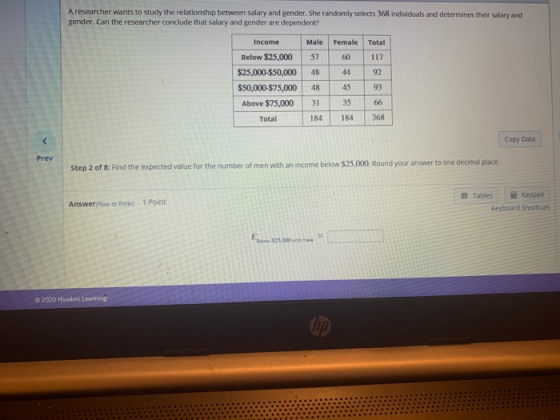 A researcher wants to study the relationship between salary and gender. She randomly selects 368 individuals and determines t