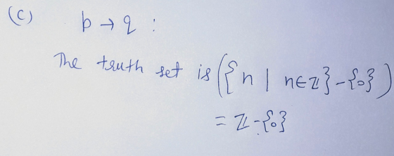 (©) b q: The truth set is truth set is (in is (En I ne z}-{o}) -7-23