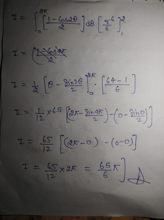 I = 27 CL- -Cosao 6 I = resha I = 6 I = + [o-sivo e (str.) The 65 fax-sigt ) -(o- fing)] [(at-o) - (0-0) I = 65 12 I = = 65x2