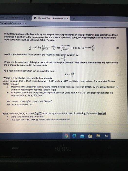 anbox (31184010sents * Microsoft Word - 1-friction facto X Downloads/midcomp.pdf In fluid flow problems, the flow velocity in