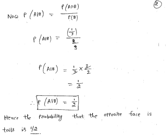 AnB 32 f /AlB Hence the fsiobabilty that the offosite face is