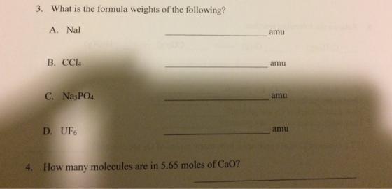 What is the formula weights of the following? Nal
