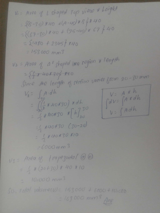 153 000 mm3 ir he length serfior vare from go-o mm V:Ad :(Adh 20 :l.uo#3ο (3ο-го) 6000 mm 10100o mm SoTotal volume: 153000 4