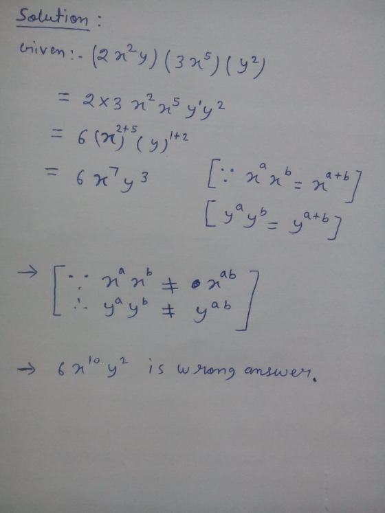 Solution: iven:- (2 ny)(3)(9) 2. 5 yy2 2+5 - 6 () (9) 1t2 a b a b 6y3 b atb ab キ ab y°y°キ y 10. ramg amswen 6n10yis IS