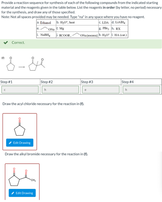 Provide a reaction sequence for synthesis of each of the following compounds from the indicated starting material and the rea