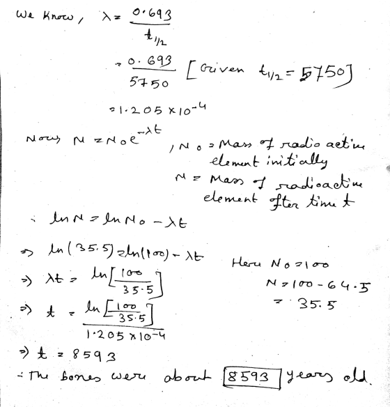 we know, 0.693 Z tin 0.693 [ Griven tip- tv2 = 5750) 5750 21.205 X10-4 ext Nous uzrol INo z Mass of radio active element init