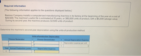 Required information [The following information applies to the questions displayed below.) Ramirez Company installs a compute