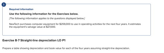 Required information Use the following information for the Exercises below. [The following information applies to the questio