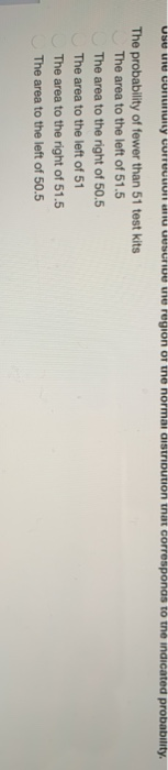 Usu u cununun UUTUULUH u usurive une region of the normal distribution that corresponds to the indicated probability The prob