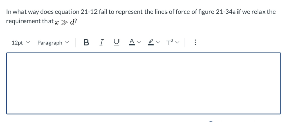 In what way does equation 21-12 fail to represent the lines of force of figure 21-34a if we relax the requirement that x » d?