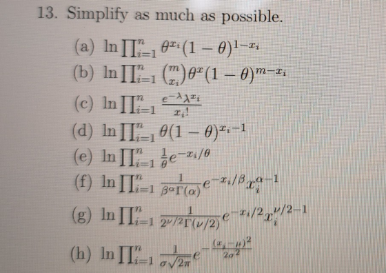 13. Simplify as much as possible. (b) InI1)- ) in h) In IL-1 σνοπ