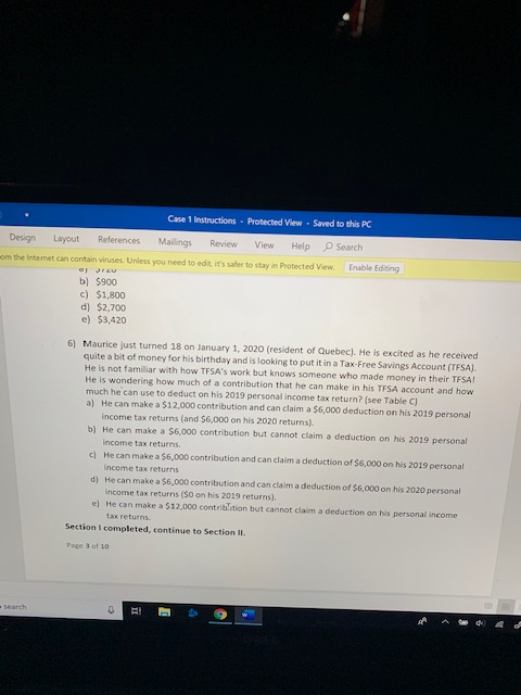 Case 1 Instructions - Protected ViewSaved to this PC Design Layout References Mailings Review View Help Search on the Interne