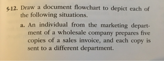 5.12. Draw a document flowchart to depict each of the following situations. a. An individual from the marketing depart- ment