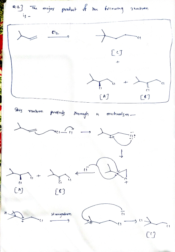2.2] The major product of the following sentron і - X •1. / LP1 (6) Dhis reumen proceeds through a machunisma су С. — С 1 Hon