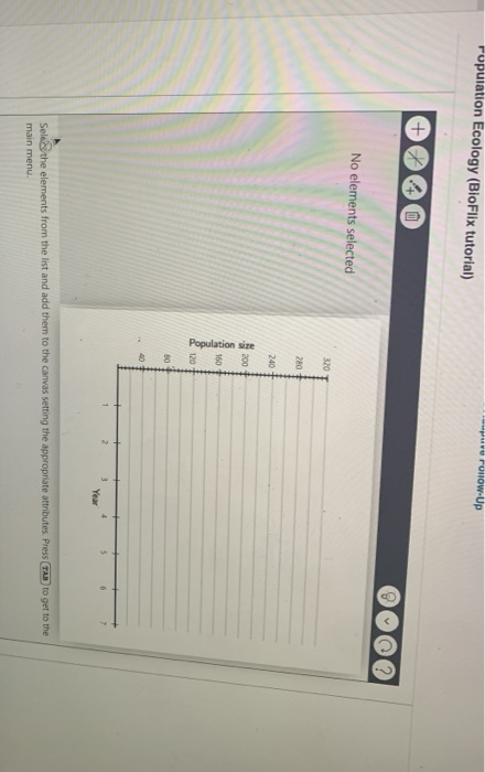 Population Ecology (BioFlix tutorial) pure rulow-Up No elements selected 320 280 240 200 Population size 160 120 80 40 Year S