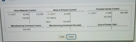 Direct Materials Control 1-1-2017 40,000 233,000 139,000 Work-in-Process Control 1-1-2017 43,000 Dir Manuf. labor 354,000 Man