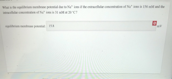 What is the equilibrium membrane potential due to Nations if the extracellular concentration of Nations is 156 mM and the int