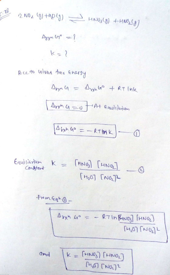 2 NO 91p) N)H8) Ace to nlobA tree enargy Apn RT Ink At Equltisnunm Ar =RTMK HNG HNO] Eauitieum K Condstant Fmegh0 RTInN HNO)