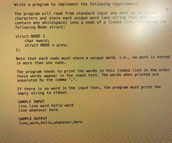 Write a program to implement the following requirement: The program will read from standard input any text up to 10, 900, cha