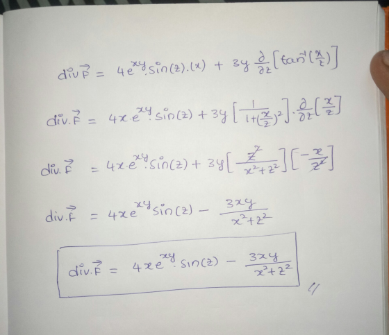 diu 4e ay sin (2). (X) + 3y de(tan (*)] div. xy 4x.e sin (2) +34 [itez]..3] 4xé? sincz) + 34 [ div. ] [-2 x² + 2² div. i = 4