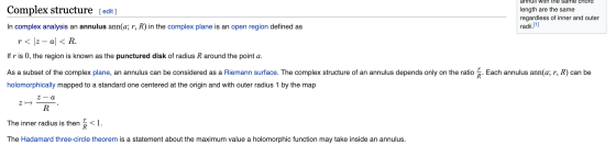 Complex structure [edit] annull With the same chora length are the same regardless of inner and outer In complex analysis an