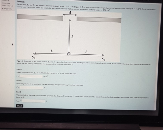 Question: Two sources, S, and we spaced a distance 21. apart wher 1 .17 m Figure 1). They emit sound waves isotropically and