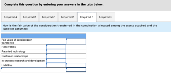 Complete this question by entering your answers in the tabs below. Required A Required B Required C Required D Required E Req