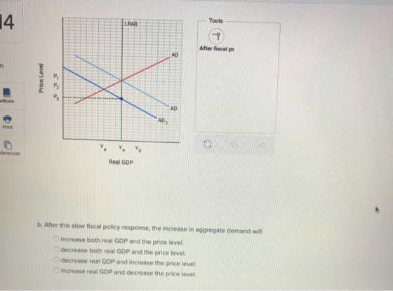 Tools After fiscal pc Price Level Book Print eferences Real GDP b. After this slow fiscal policy response, the increase in ag