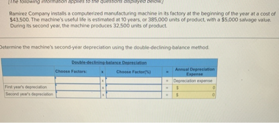The following information applies to the questions displayed below. Ramirez Company installs a computerized manufacturing mac