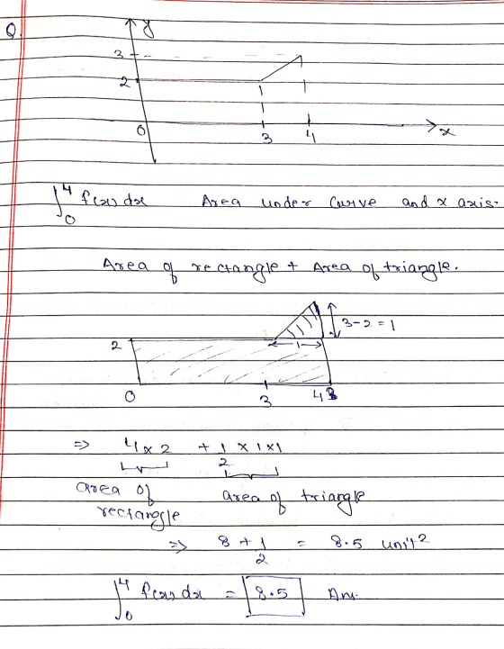 t low doe Area under curve and a anist - Area o rectangle + Area of triangle, -) + 1 x 1x4 area of area of triangle rectaropl