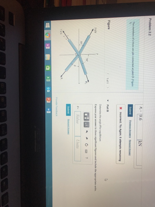 F 9.6 kN 1) Part B S kN 70 Units