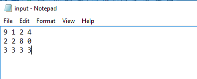 Help input - Notepad File Edit Format View 9 1 24 2 280 3 3 3 3