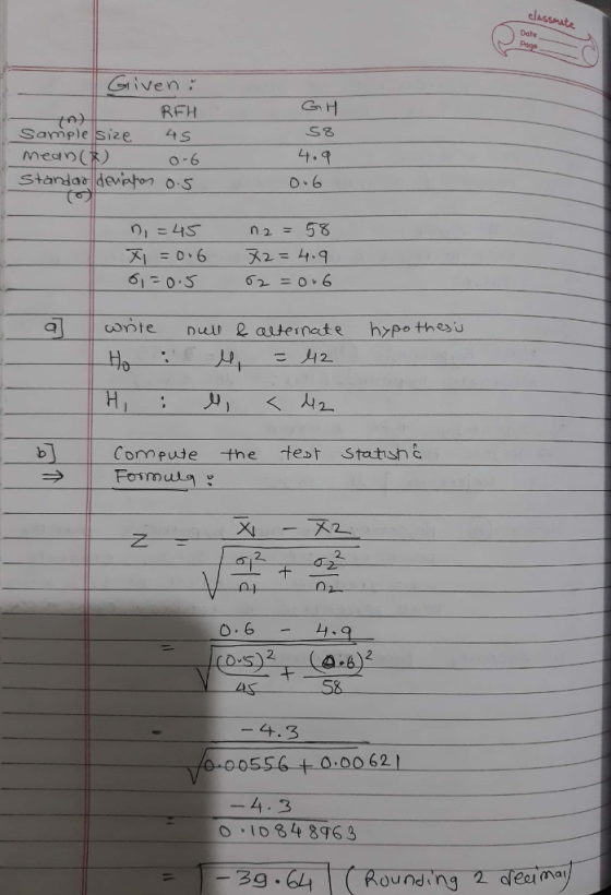 Date SIVen Guiv RFH Sample size 4s Lt. o-6 conte eu & auteinete hypo the Comeute the test Statsh 2, 2. O2 0.6 .g 2 58 00556 +0 0062 -4.3 O ID 34 8463 g.enTC Rounding 2 fear ma