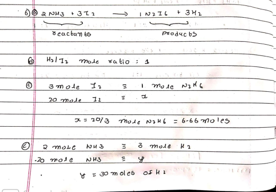 6 a NH3 3H2 3 T 2 deactan ts Psoduc bs 2rouu a tio 1 mole N2 3mole 20 mole - 6-66 mo les mode NH 3 mode ЮиЗ 2 mobe 20 moe NH3