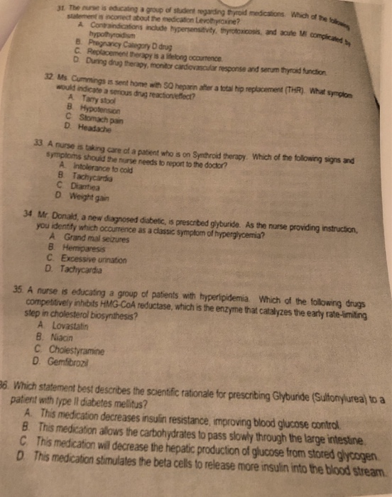 3 The use is a group of student regarding to medications which of the statements scored about the medication Levotione? A Con