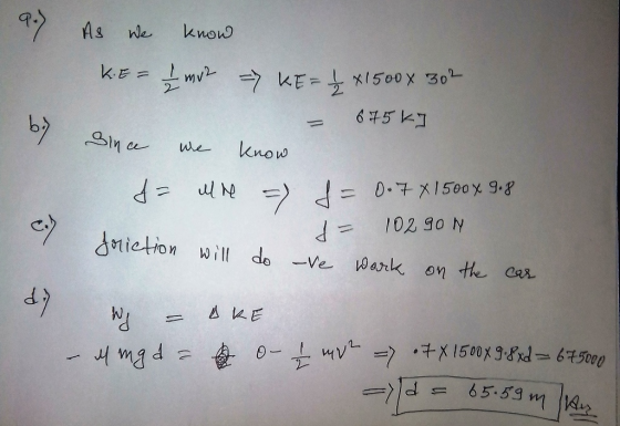 As e kwou 675 kコ D-7 X 1500 X 9.8 = C. dtietrom ill doVe wark on te ear