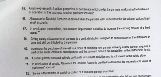 65. A ratio expressed in fraction, proportion, or percentage which guides the partners in allocating the final result of oper