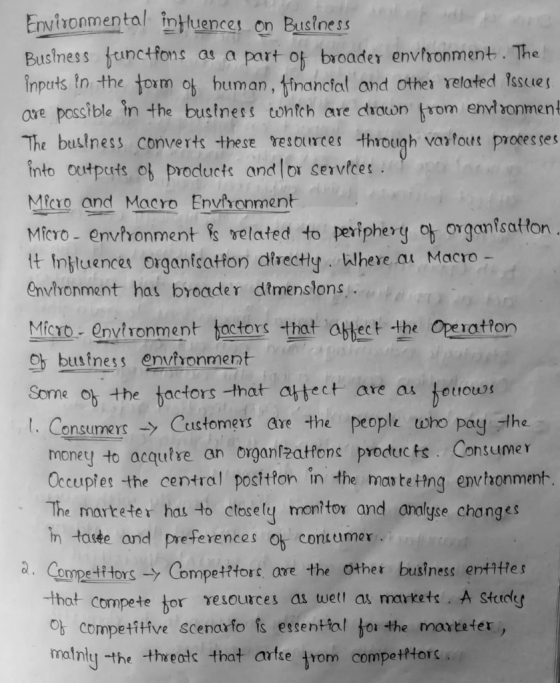 Environmental in Huences on Business Business functions as a part of broader environment. The Inputs in the form of human, fi