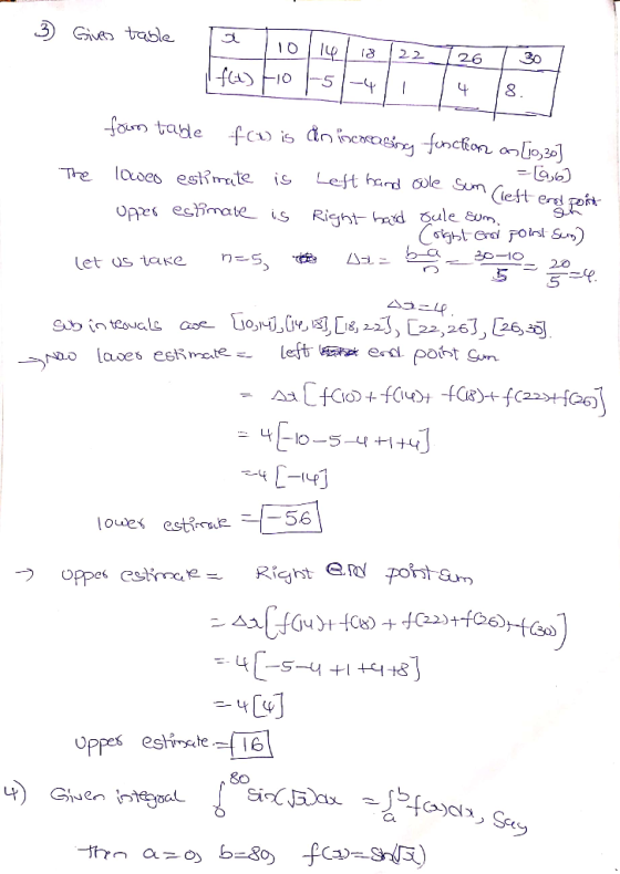 3) Gives table a 10/14/18 / 22 / 26 / 30 fcus tio -51- 41 14 18. four table f(1) is do locirasiny fosclion as [10,30] -696) T