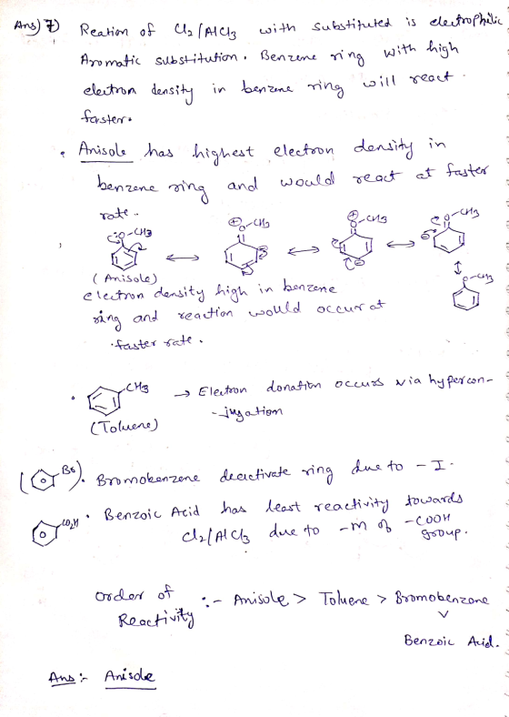 ID Reation of (Alch with substituted is electrophilic Aromatic substitution. Benzene ring with high electrom density in ben