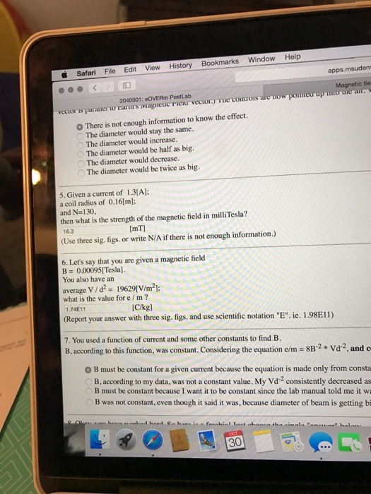 Given a current of 1.3[A]; a coil radius of 0.16[m