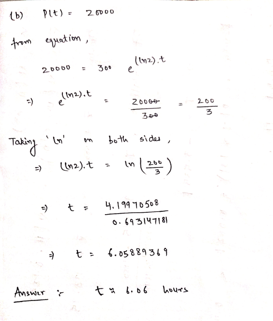 tb) 2.0000 Plt) - from equation , (172).t 20000 300 e (in2),t 20006 200 3 300 both sides / Taking in -) (In2), t in l 1200)