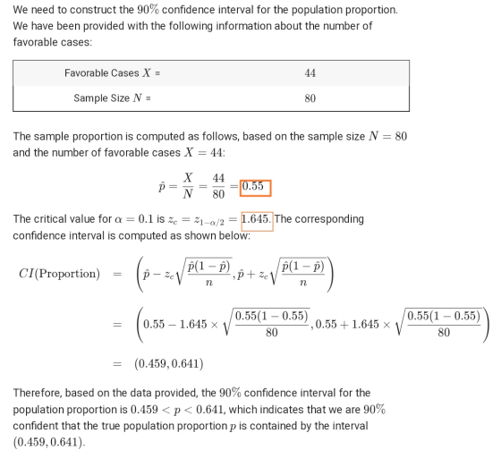 We need to construct the 90% confidence interval for the population proportion. We have been provided with the following info