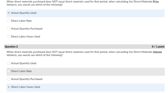 When direct materials purchased does NOT equal direct materials used for that period, when calculating the Direct Materials P
