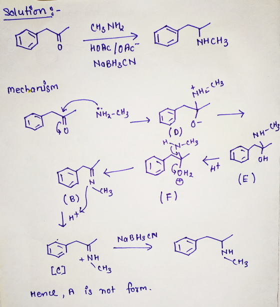 solution : CH₃NH2 | 15 HD Re | ne- NHCH3 NOBH3CN mechanism NH-CH₂ & MH2-CH3 NH- CF, Holo I-CH₃ L (F) it LHtt coy Na B H3 CN +