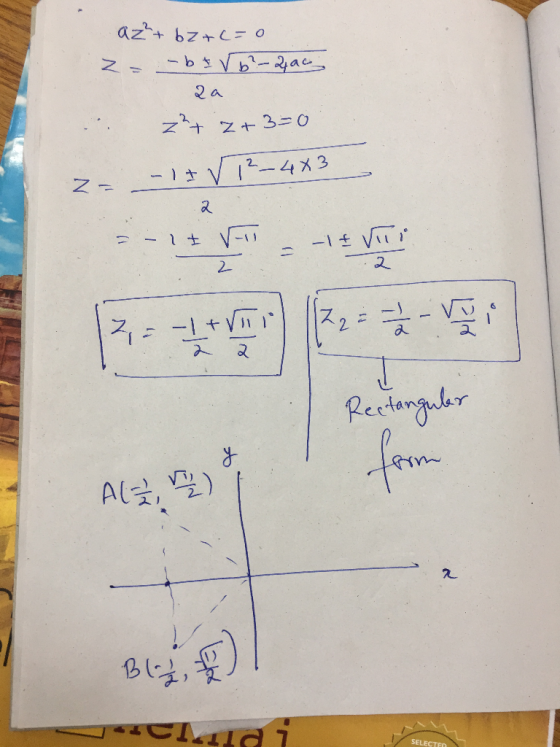 az²+ b2+c=0 z = -b Iv6²-ac २० ... z+ 2+3=0 2 - 1 + V1²_4X3 -Aty - + VC Rectangular A(-7, ) Blaf 1-C1.1d 7 SELECTED