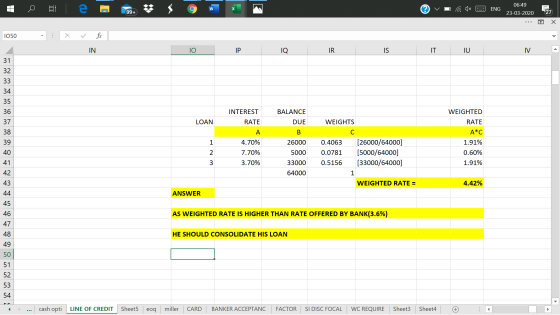 06:49 W @v a 1x 2 ENG E 23-03-2020 27 ... o X 1050 X ✓ fx IN 10 P i Q IR IS IT JU V A 31 32 33 34 35 36 INTEREST RATE BALANCE